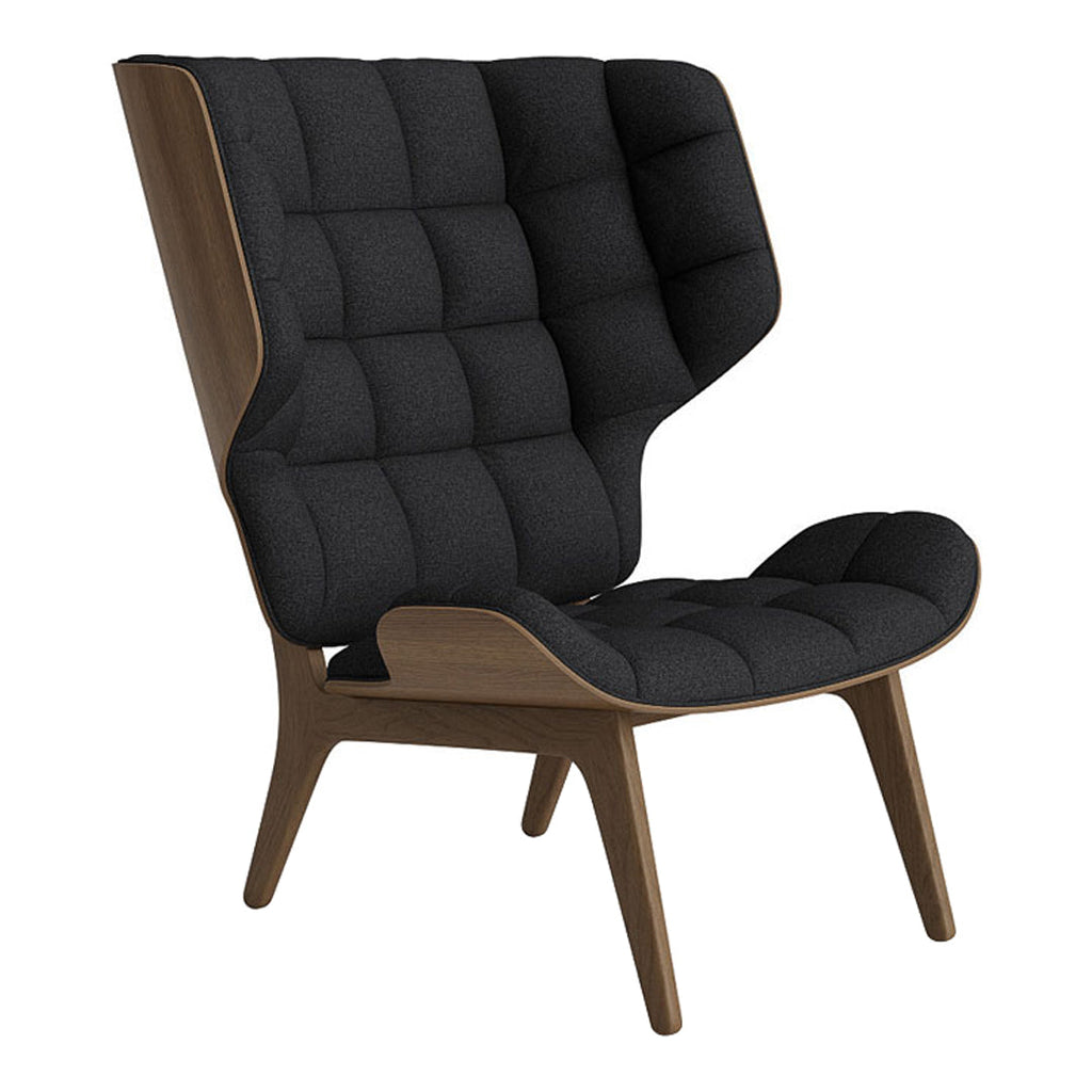 Fauteuil scandinave à haut dossier en chêne massif et placage stratifié pour salon