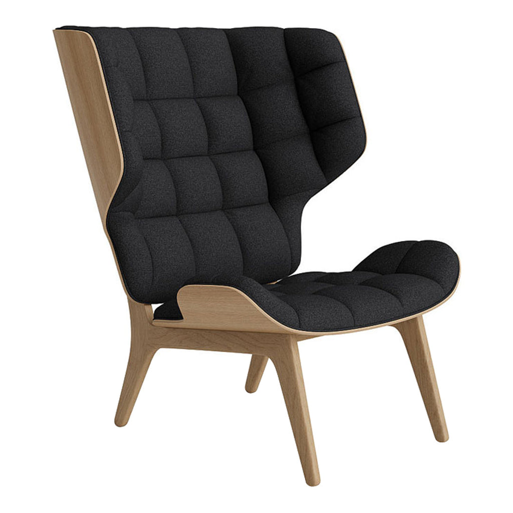 Fauteuil scandinave à haut dossier en chêne massif et placage stratifié pour salon