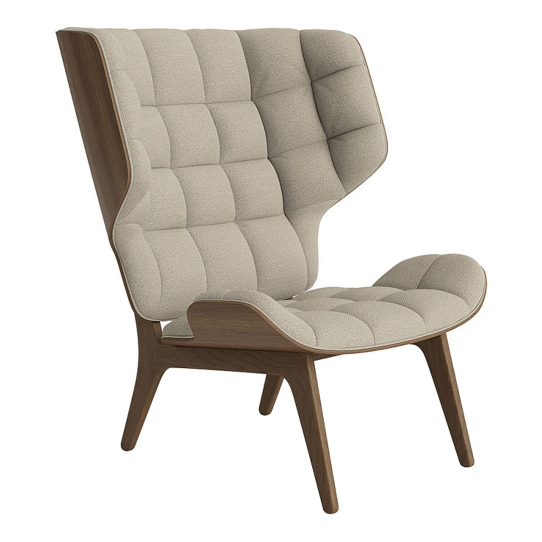 Fauteuil scandinave à haut dossier en chêne massif et placage stratifié pour salon