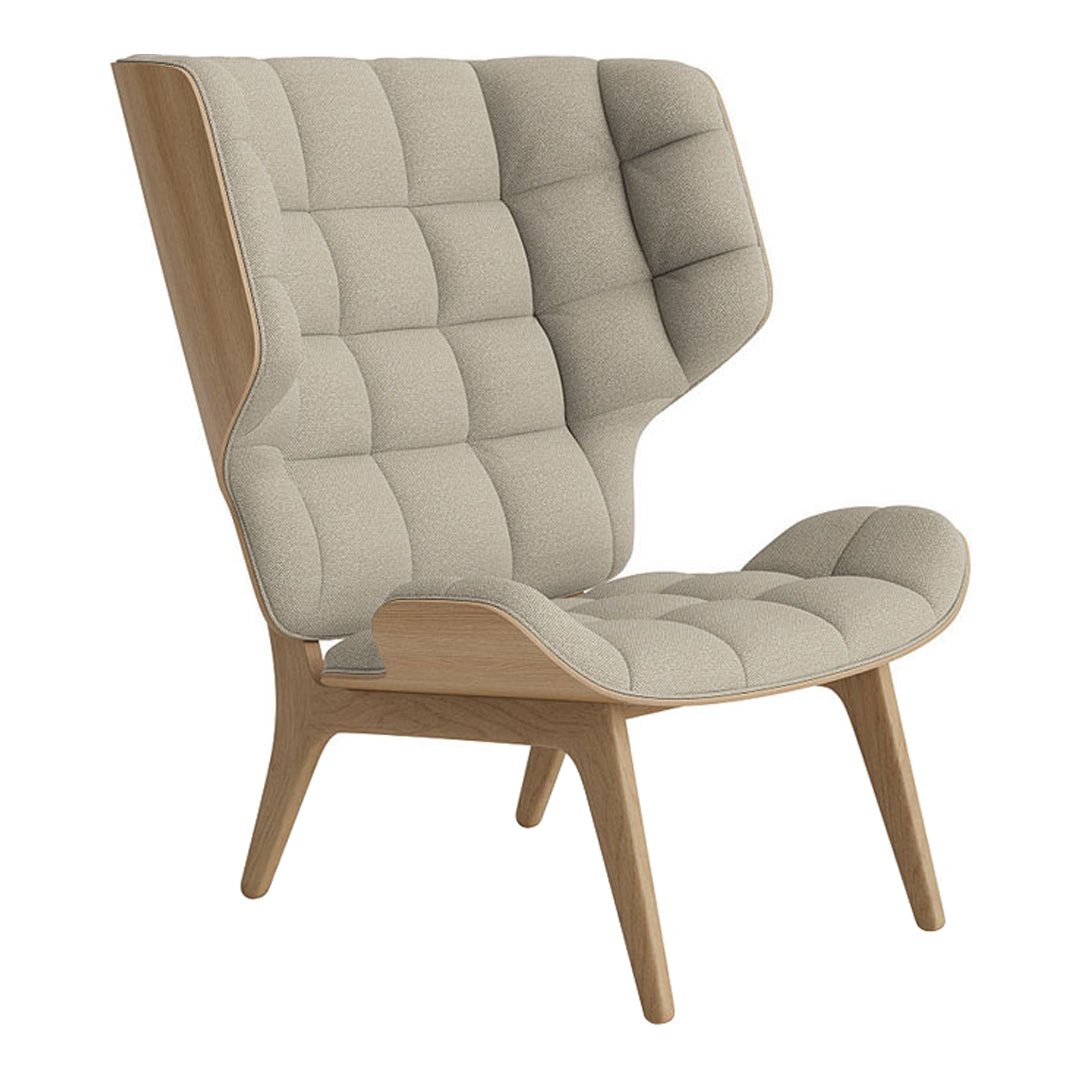 Fauteuil scandinave à haut dossier en chêne massif et placage stratifié pour salon