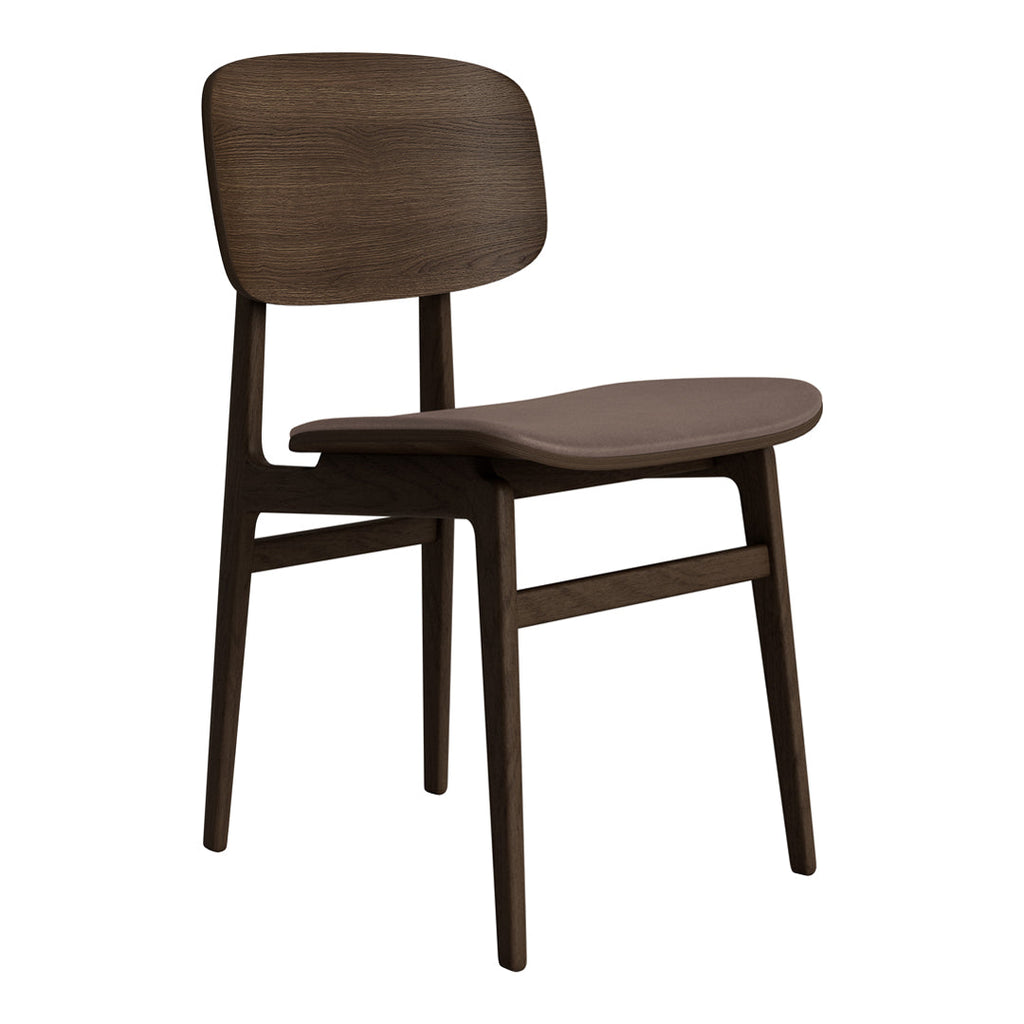 Chaise de salle à manger scandinave en chêne massif et placage stratifié, avec assise rembourrée