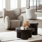 Fauteuil de salon pivotant entièrement rembourré Art Déco avec structure bloc volumineuse pour salon