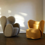 Fauteuil de salon pivotant entièrement rembourré Art Déco avec structure bloc volumineuse pour salon