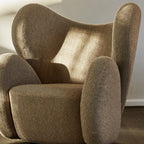 Fauteuil de salon pivotant entièrement rembourré Art Déco avec structure bloc volumineuse pour salon