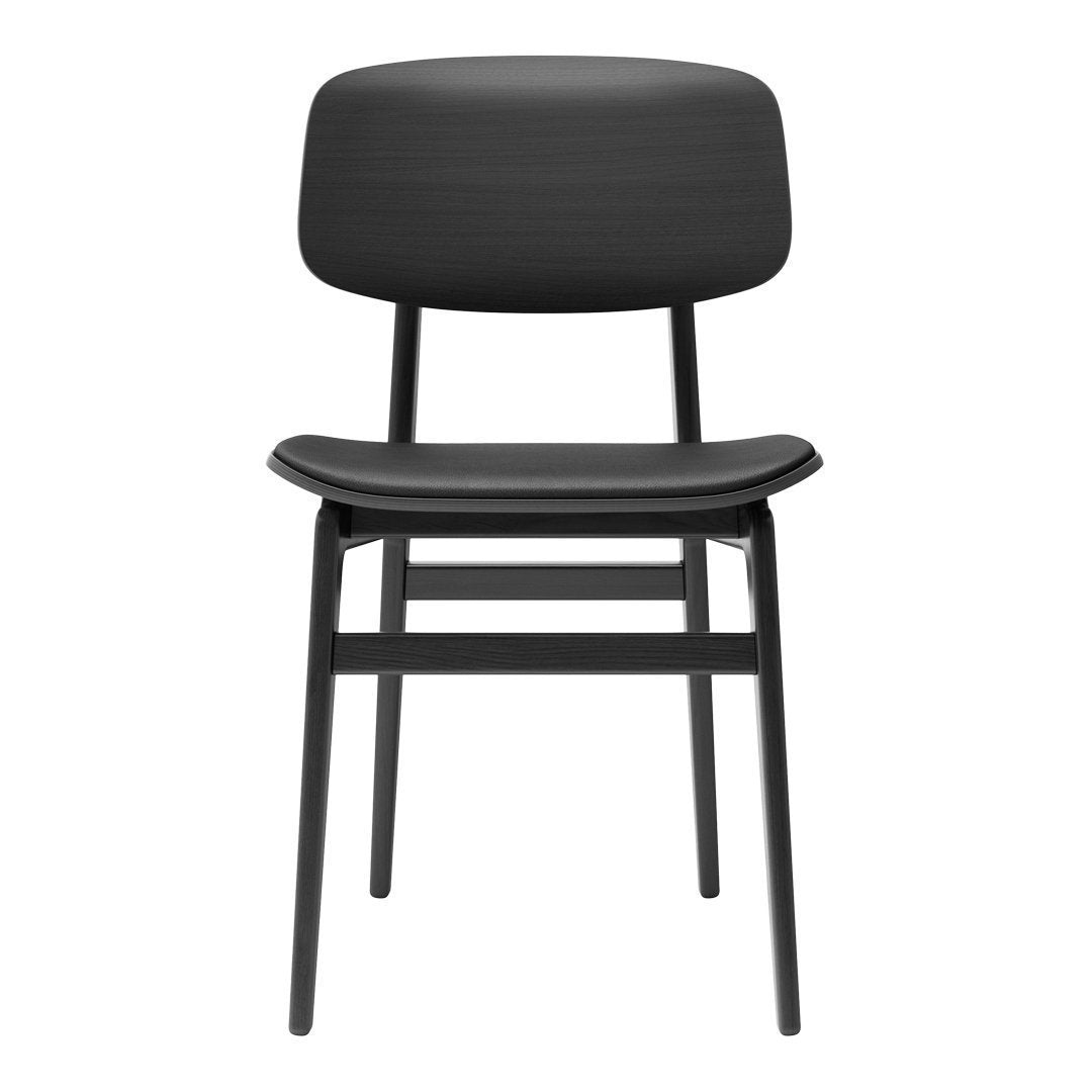 Chaise de salle à manger scandinave en chêne massif et placage stratifié, avec assise rembourrée