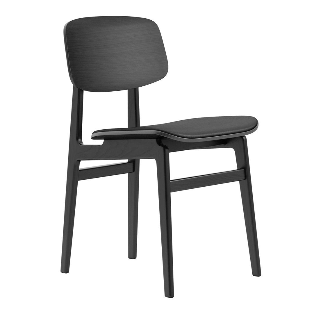 Chaise de salle à manger scandinave en chêne massif et placage stratifié, avec assise rembourrée