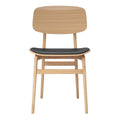 Chaise de salle à manger scandinave en chêne massif et placage stratifié, avec assise rembourrée
