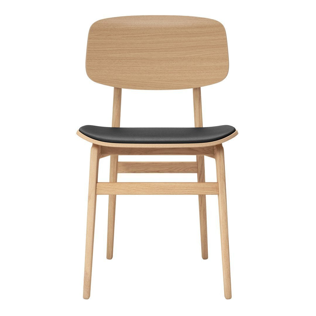 Chaise de salle à manger scandinave en chêne massif et placage stratifié, avec assise rembourrée