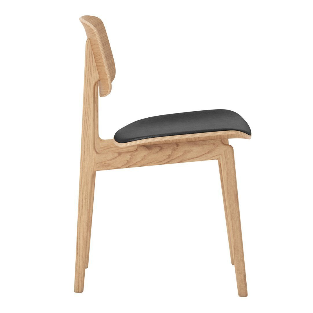 Chaise de salle à manger scandinave en chêne massif et placage stratifié, avec assise rembourrée