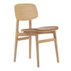 Chaise de salle à manger scandinave en chêne massif et placage stratifié, avec assise rembourrée