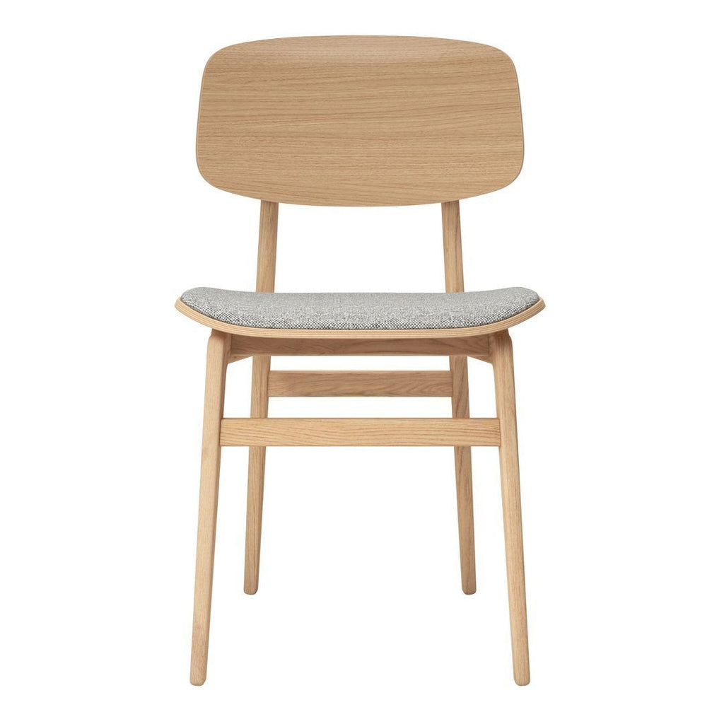 Chaise de salle à manger scandinave en chêne massif et placage stratifié, avec assise rembourrée