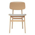 Chaise de salle à manger scandinave en chêne massif et placage stratifié, avec assise rembourrée
