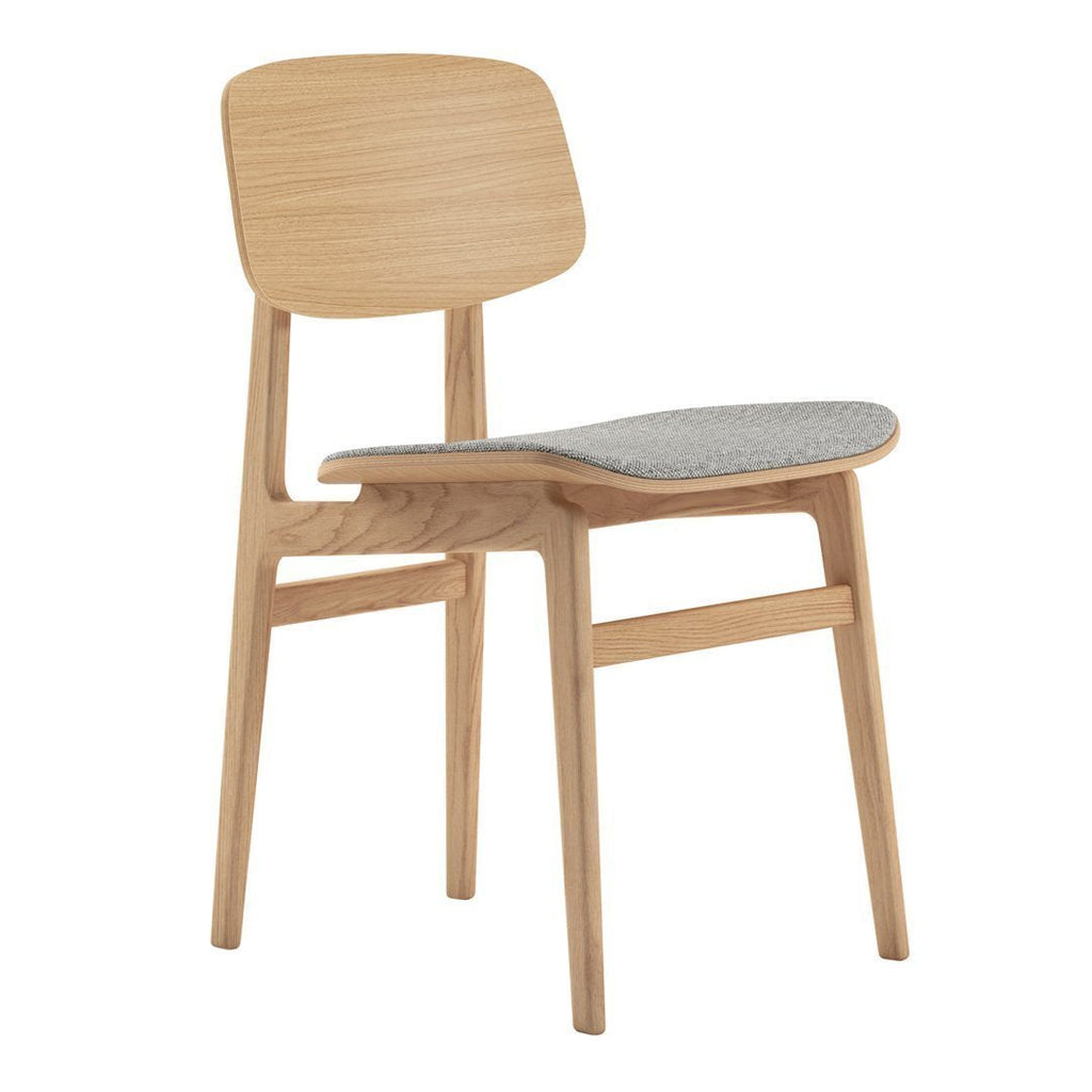 Chaise de salle à manger scandinave en chêne massif et placage stratifié, avec assise rembourrée