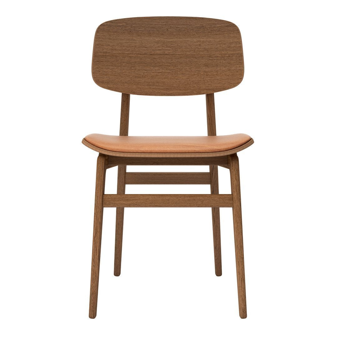 Chaise de salle à manger scandinave en chêne massif et placage stratifié, avec assise rembourrée