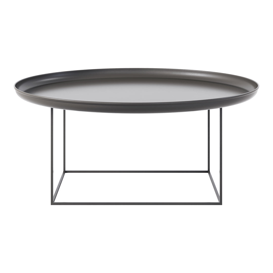 Table basse industrielle en métal filé avec cadre rotatif réglable sur 3 hauteurs pour salon