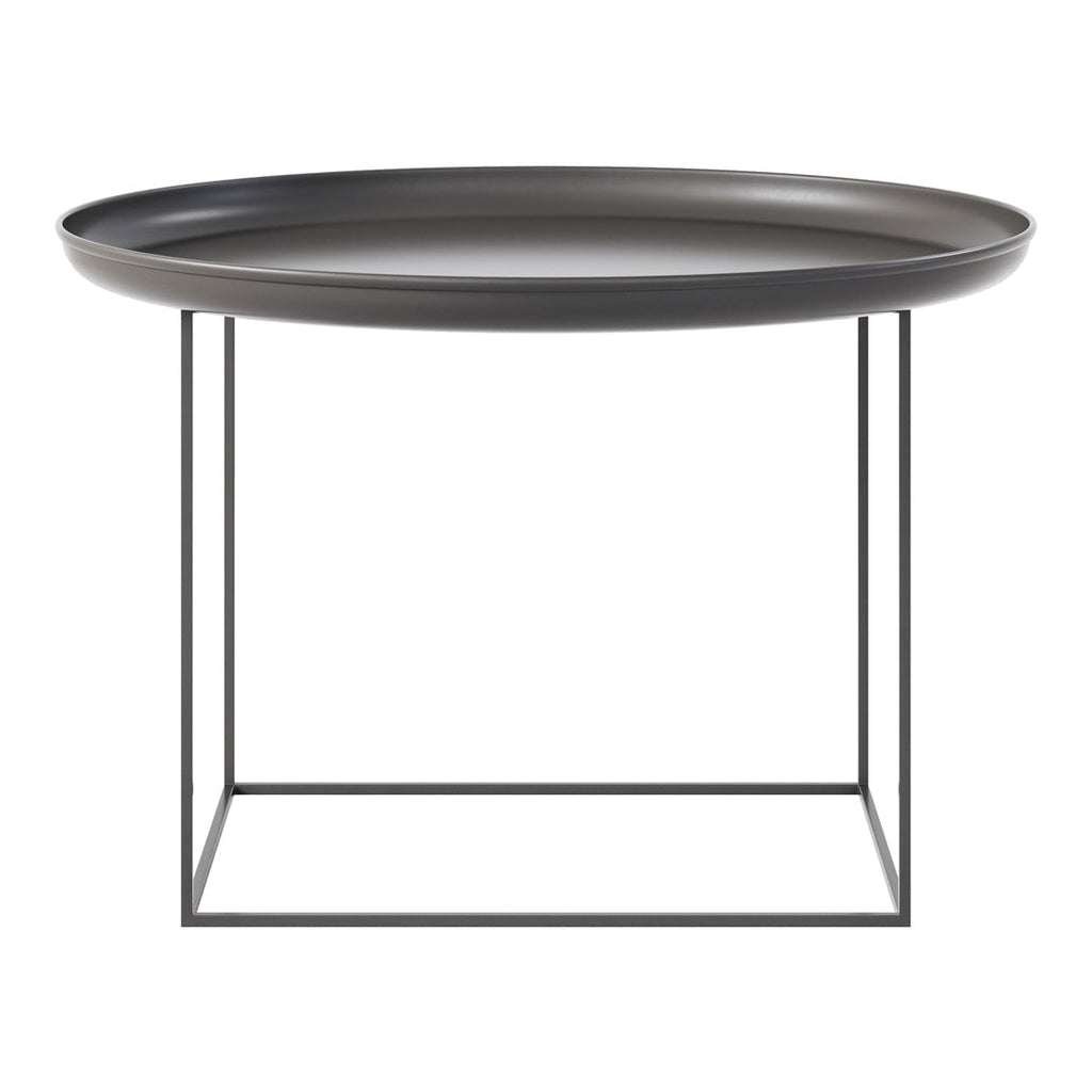 Table basse industrielle en métal filé avec cadre rotatif réglable sur 3 hauteurs pour salon