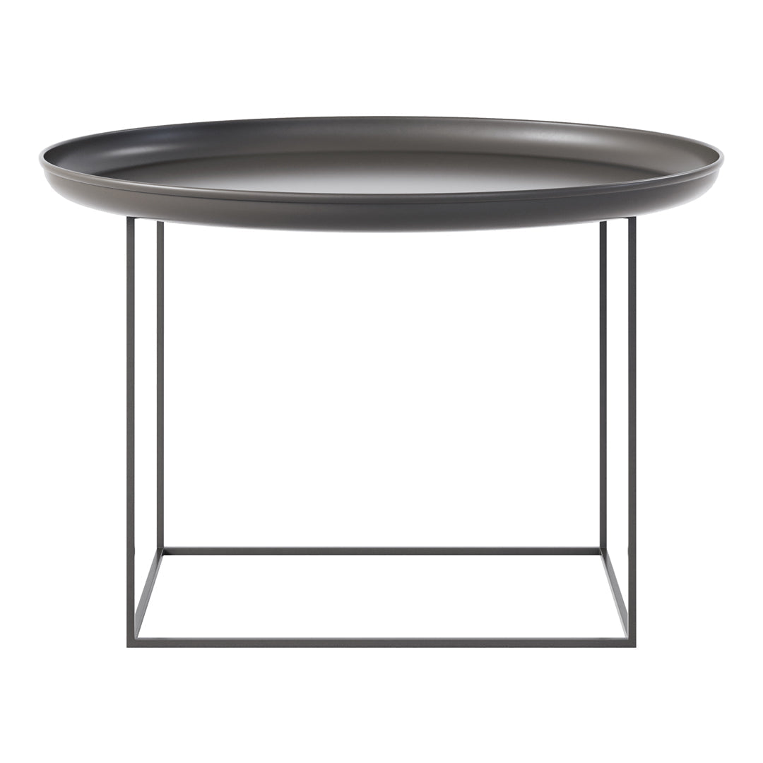 Table basse industrielle en métal filé avec cadre rotatif réglable sur 3 hauteurs pour salon