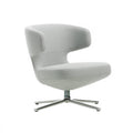 Fauteuil de salon compact contemporain en tissu ou en cuir avec dossier rembourré inclinable pour le salon