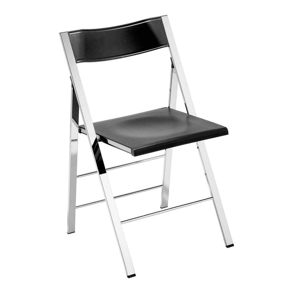 Chaise d'appoint pliante compacte en polypropylène et acier avec une largeur pliée ultra-fine de 2 cm pour la salle à manger