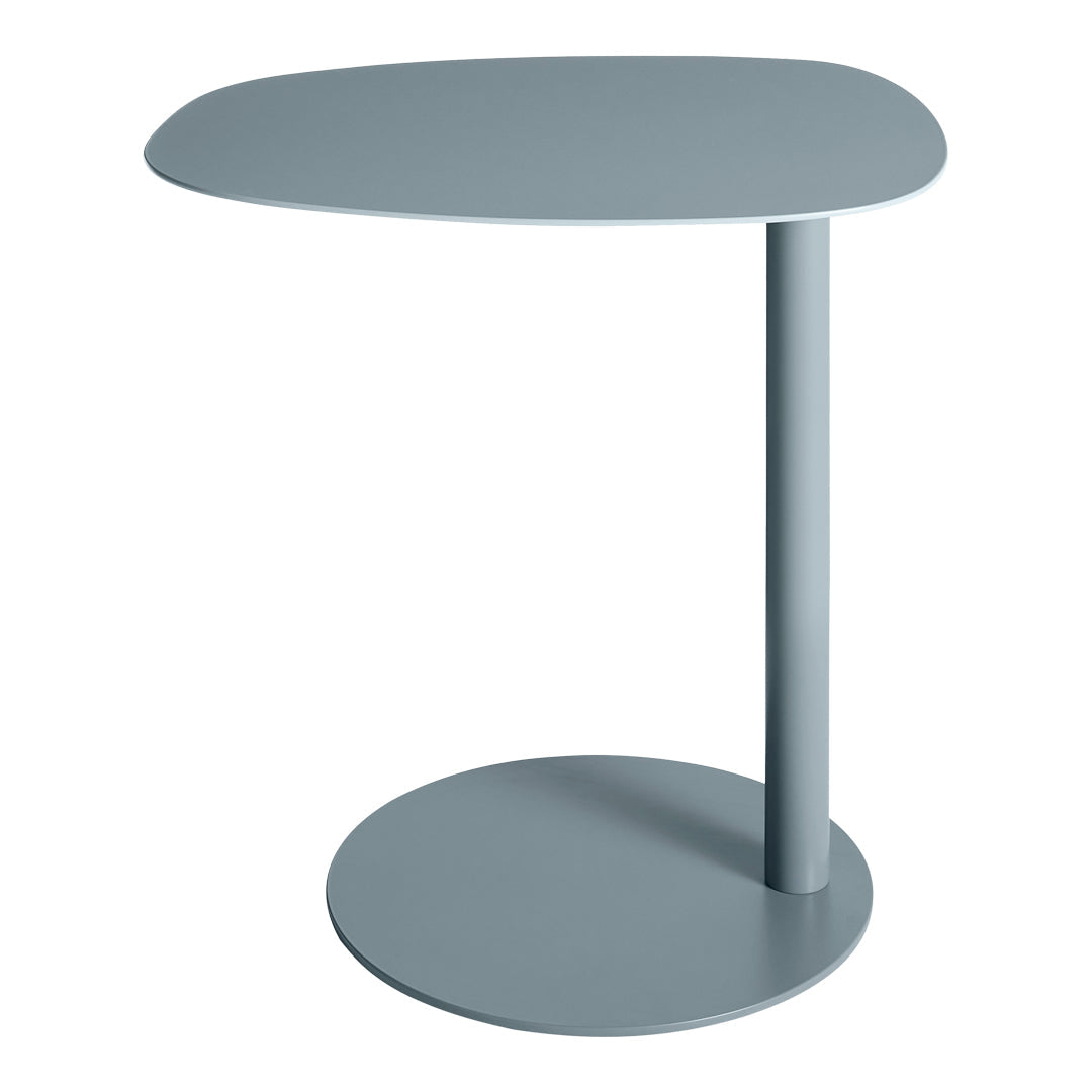 Table d'appoint contemporaine avec base en marbre et structure en acier, forme sculpturale inspirée d'une sucette, pour salon ou chambre à coucher