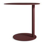 Table d'appoint contemporaine avec base en marbre et structure en acier, forme sculpturale inspirée d'une sucette, pour salon ou chambre à coucher