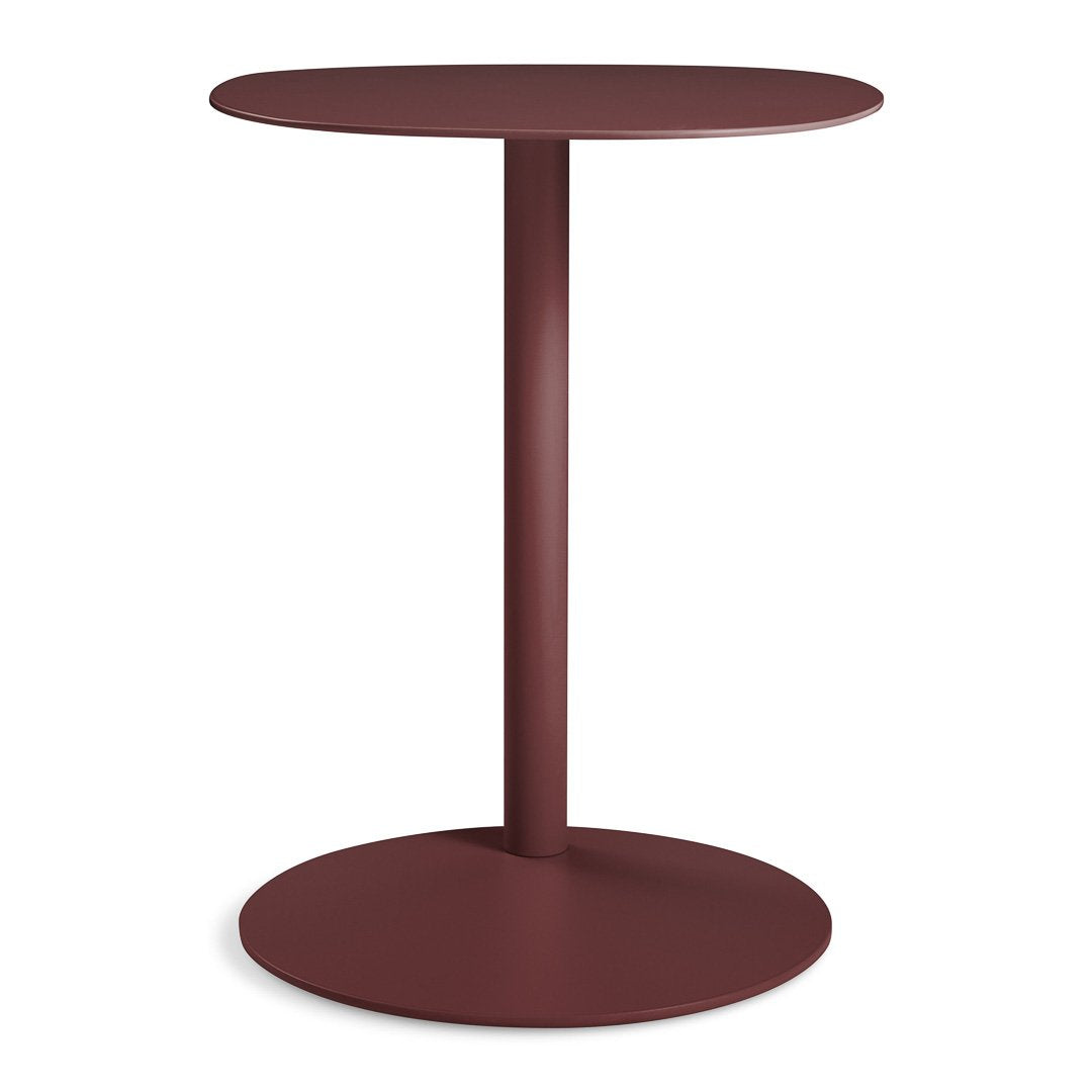 Table d'appoint contemporaine avec base en marbre et structure en acier, forme sculpturale inspirée d'une sucette, pour salon ou chambre à coucher