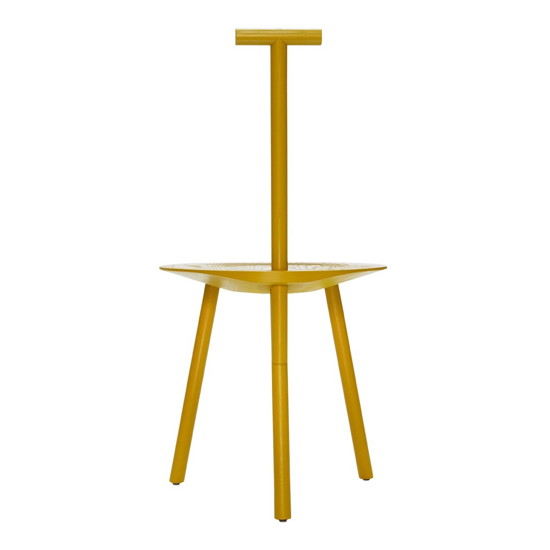 Chaise d'appoint artisanale en bois massif avec dossier en forme de pique d'inspiration rustique pour salle à manger