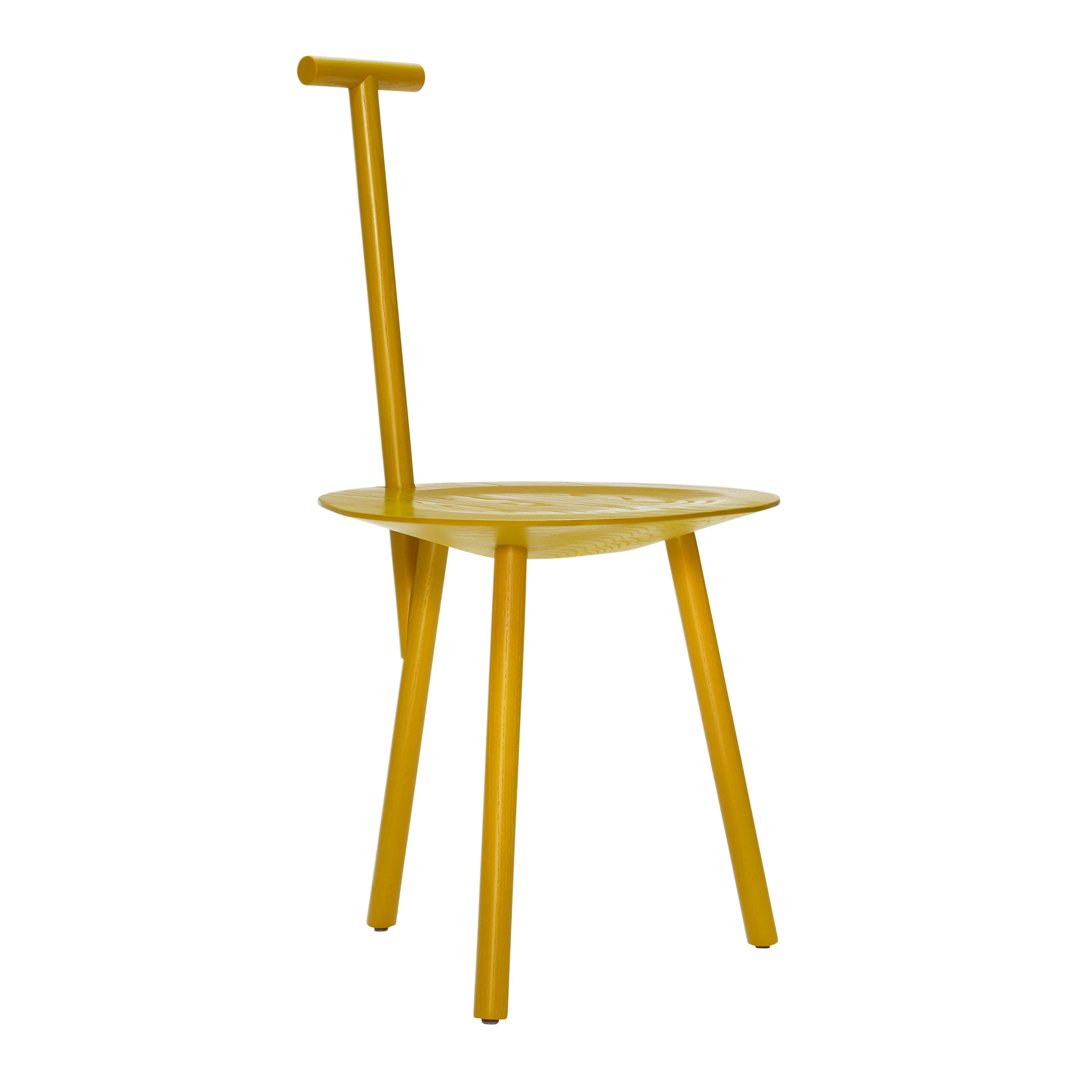 Chaise d'appoint artisanale en bois massif avec dossier en forme de pique d'inspiration rustique pour salle à manger