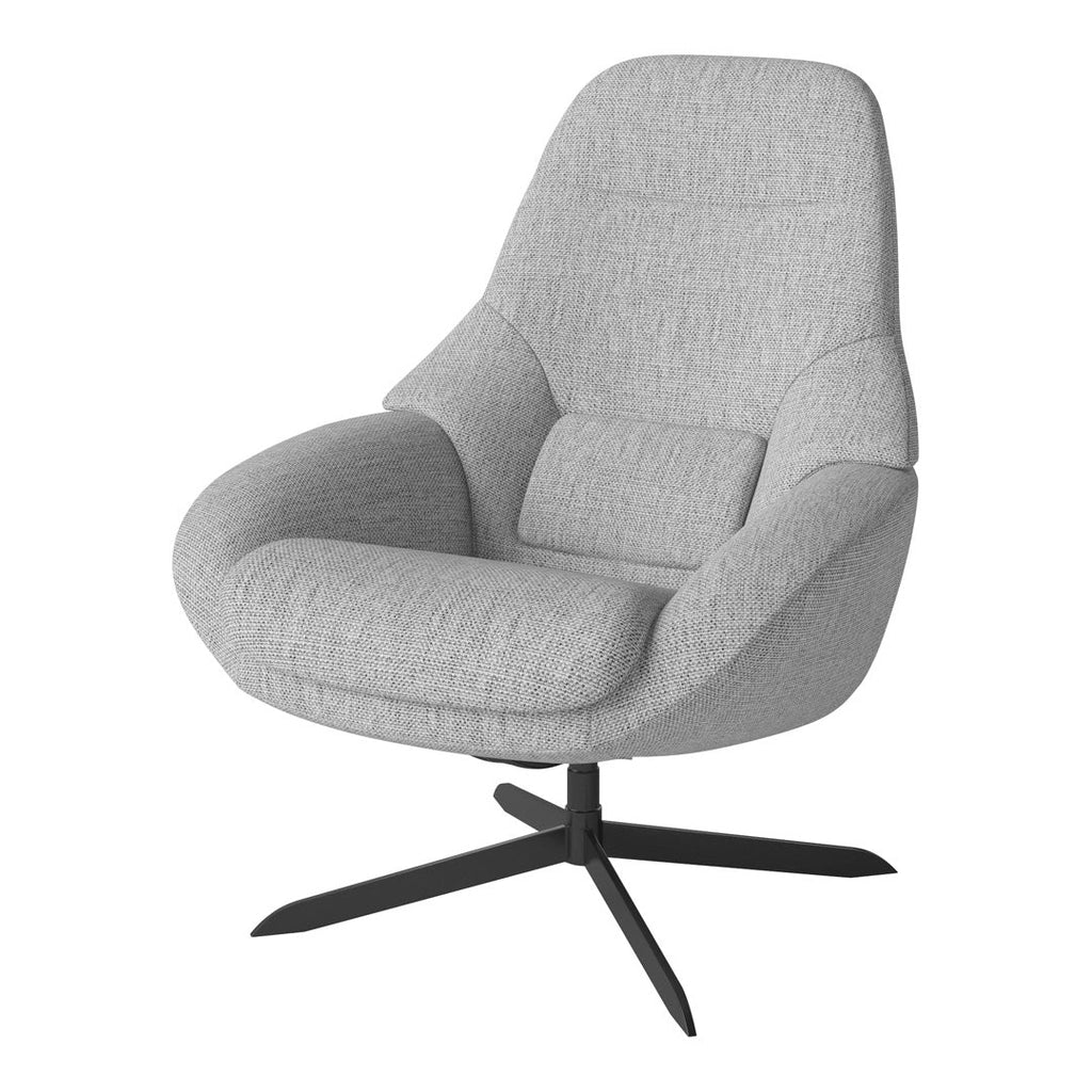 Fauteuil de salon pivotant contemporain en tissu ou en cuir, avec forme incurvée ergonomique pour le salon