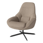 Fauteuil de salon pivotant contemporain en tissu ou en cuir, avec forme incurvée ergonomique pour le salon