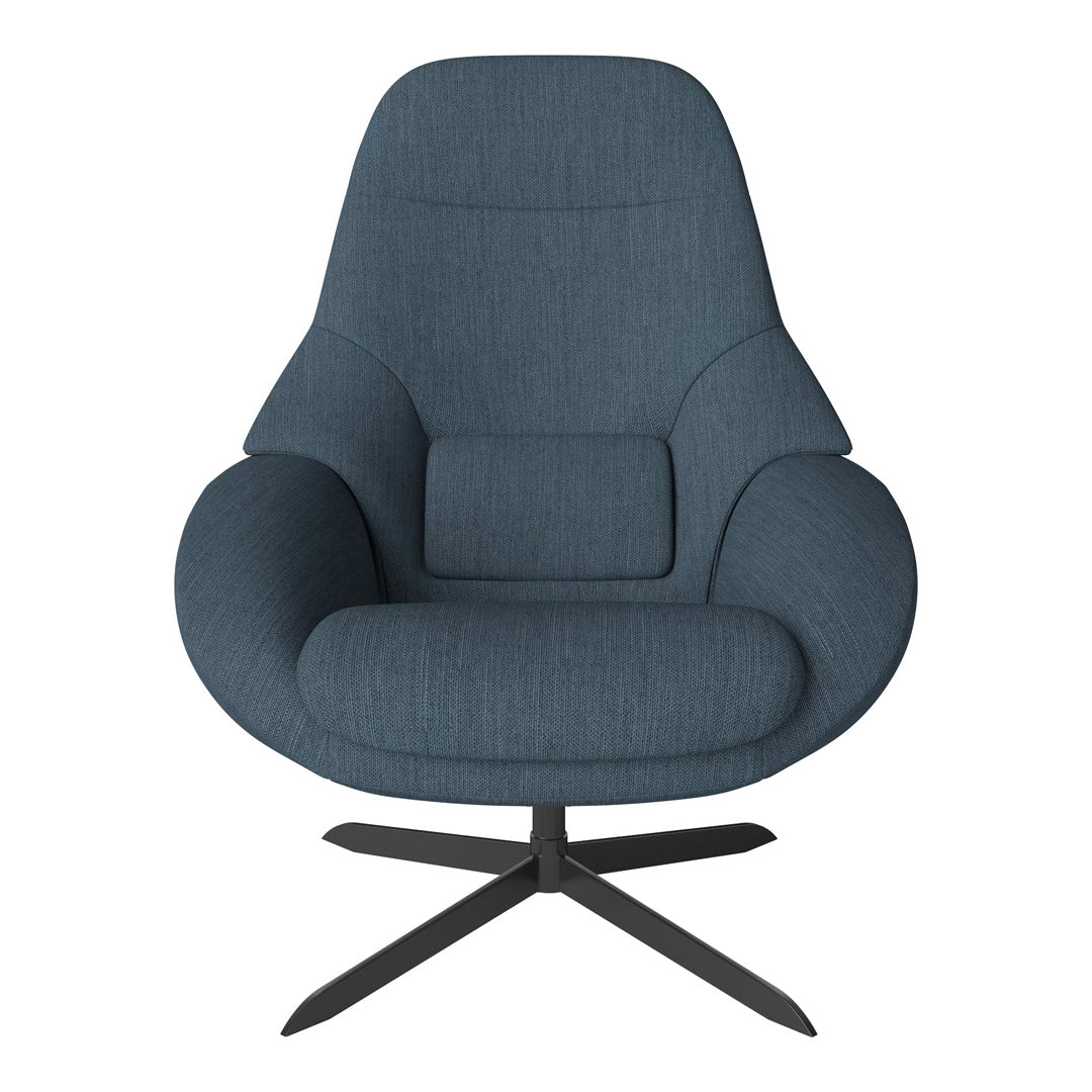 Fauteuil de salon pivotant contemporain en tissu ou en cuir, avec forme incurvée ergonomique pour le salon
