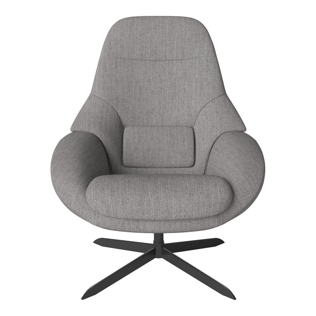 Fauteuil de salon pivotant contemporain en tissu ou en cuir, avec forme incurvée ergonomique pour le salon