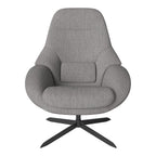 Fauteuil de salon pivotant contemporain en tissu ou en cuir, avec forme incurvée ergonomique pour le salon