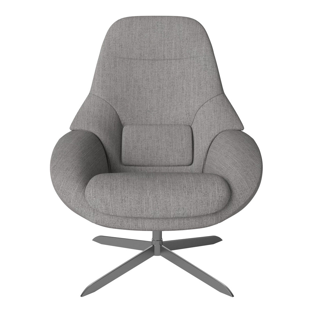 Fauteuil de salon pivotant contemporain en tissu ou en cuir, avec forme incurvée ergonomique pour le salon