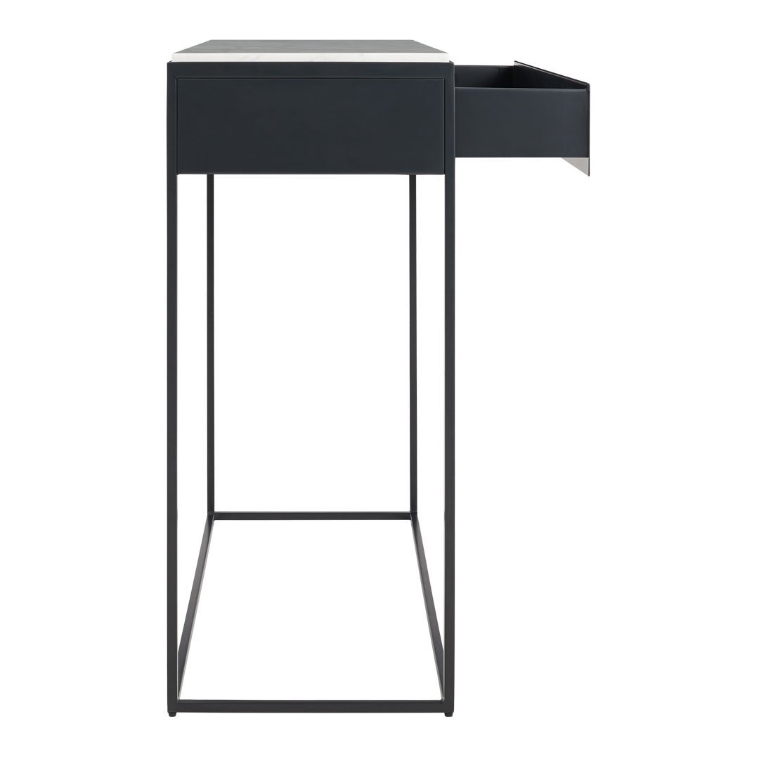 Console moderne en acier et marbre de Carrare avec structure géométrique pour couloir