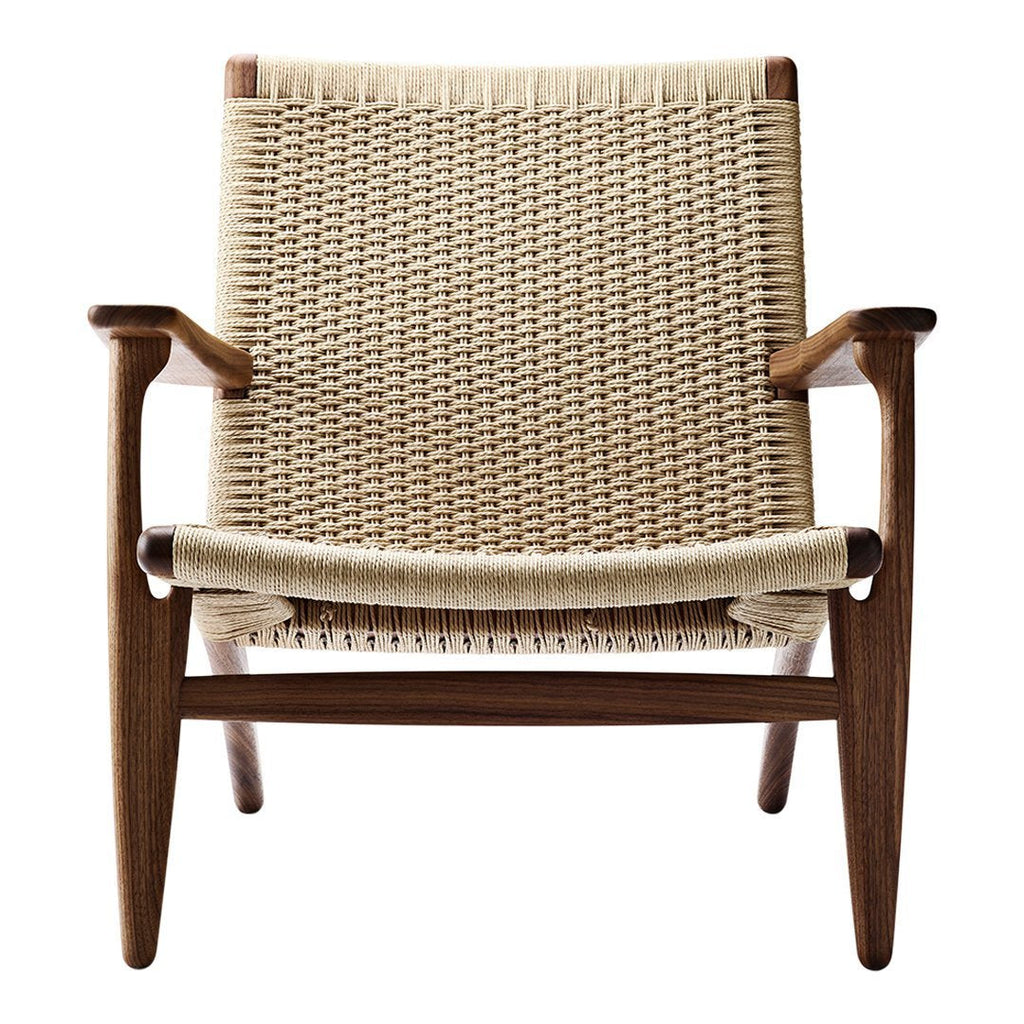 Fauteuil de salon scandinave en chêne massif et corde de papier avec accoudoirs larges et dossier inclinable pour salon
