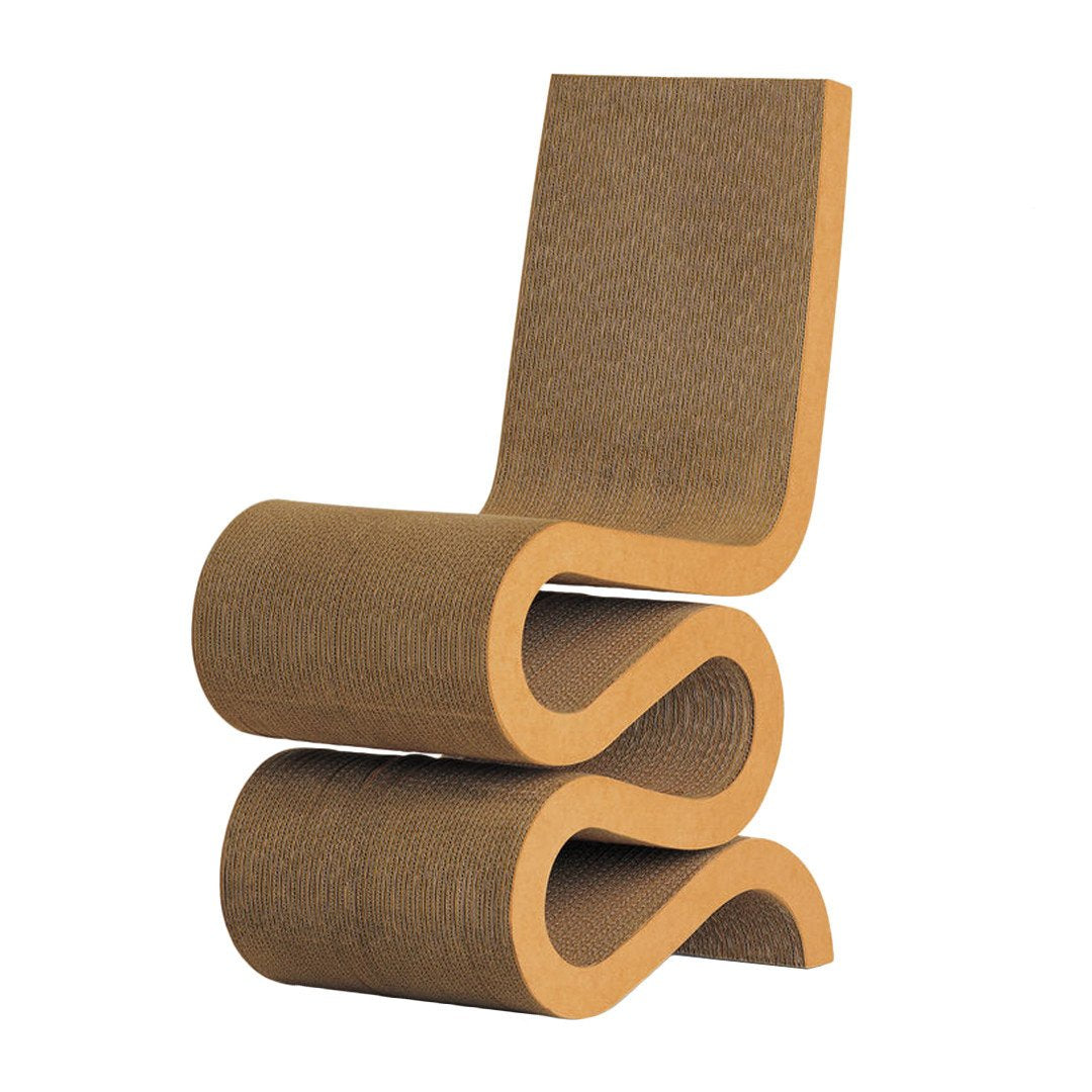 Chaise d'appoint sculpturale en carton avec bords superposés robustes et faciles pour la salle à manger