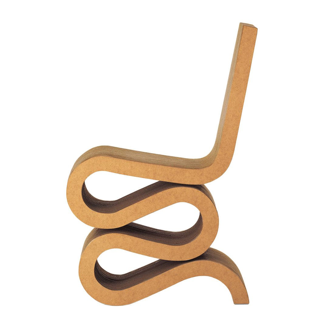 Chaise d'appoint sculpturale en carton avec bords superposés robustes et faciles pour la salle à manger