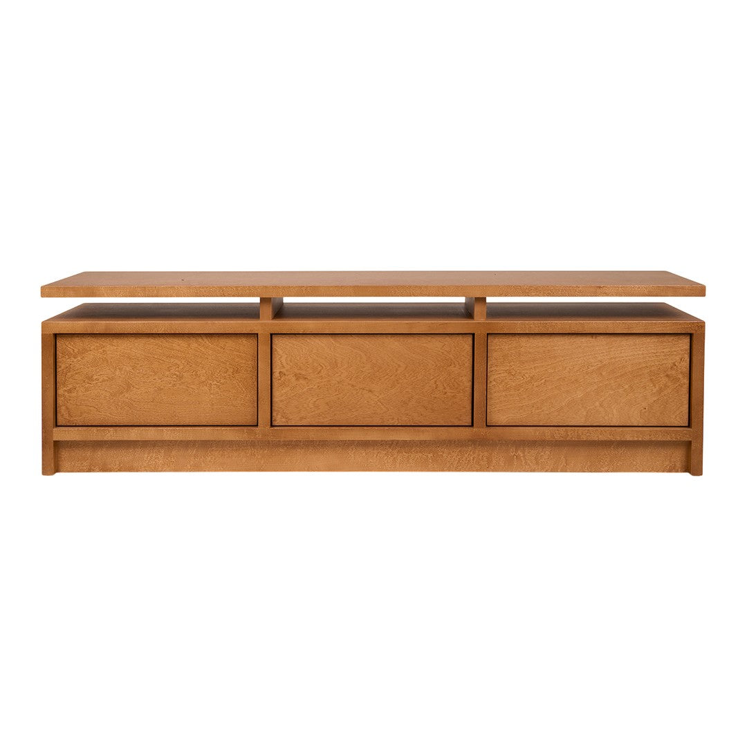 Console minimaliste avec trois tiroirs à ouverture facile et fermeture silencieuse pour couloir