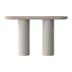 Console moderne laquée avec plateau ovale et pieds cylindriques pour le couloir
