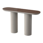Console moderne laquée avec plateau ovale et pieds cylindriques pour le couloir