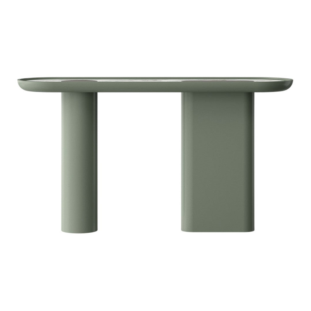 Console laquée de luxe avec plateau ovale en marbre Arabescato pour couloir ou salon