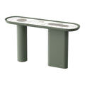 Console laquée de luxe avec plateau ovale en marbre Arabescato pour couloir ou salon