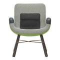 Fauteuil lounge contemporain en matériaux mixtes avec détails en bois, métal et cuir pour le salon