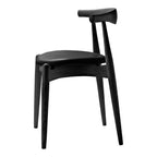 Chaise d'appoint empilable en bois massif scandinave au design minimaliste intemporel pour salle à manger
