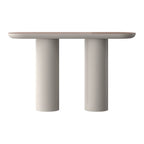 Console moderne laquée avec plateau ovale et pieds cylindriques pour le couloir