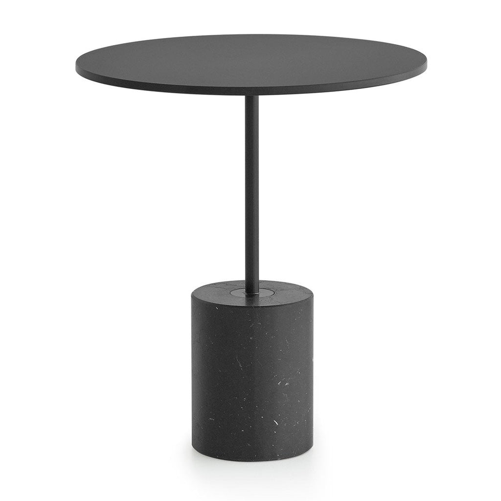 Table d'appoint contemporaine avec base en marbre ou béton et plateau en stratifié pour salon ou bureau