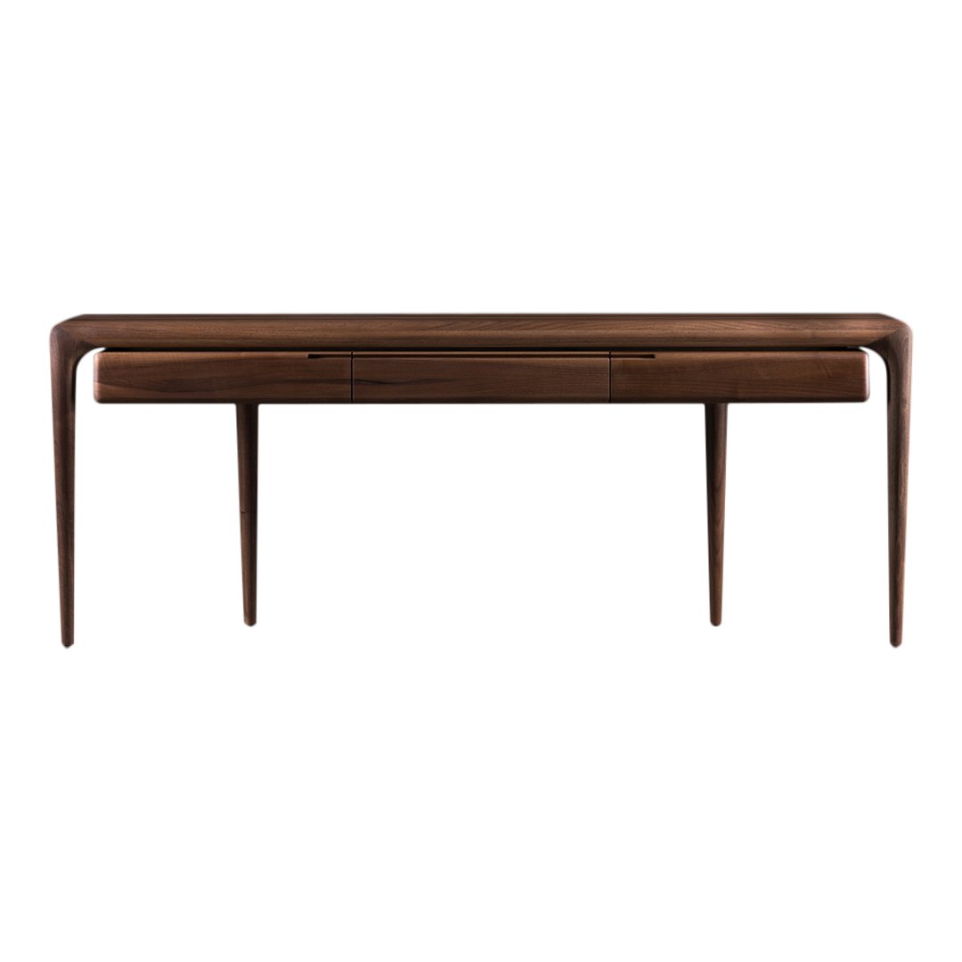 Console en bois massif artisanal avec finition huile naturelle et cire pour couloir