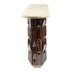 Console en bois laqué et carreaux de terre cuite avec piètement hexagonal sculptural pour couloir