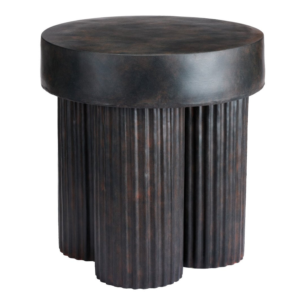 Table d'appoint sculpturale en béton fibré peint à la main avec pieds cannelés inspirés des colonnes grecques pour salon